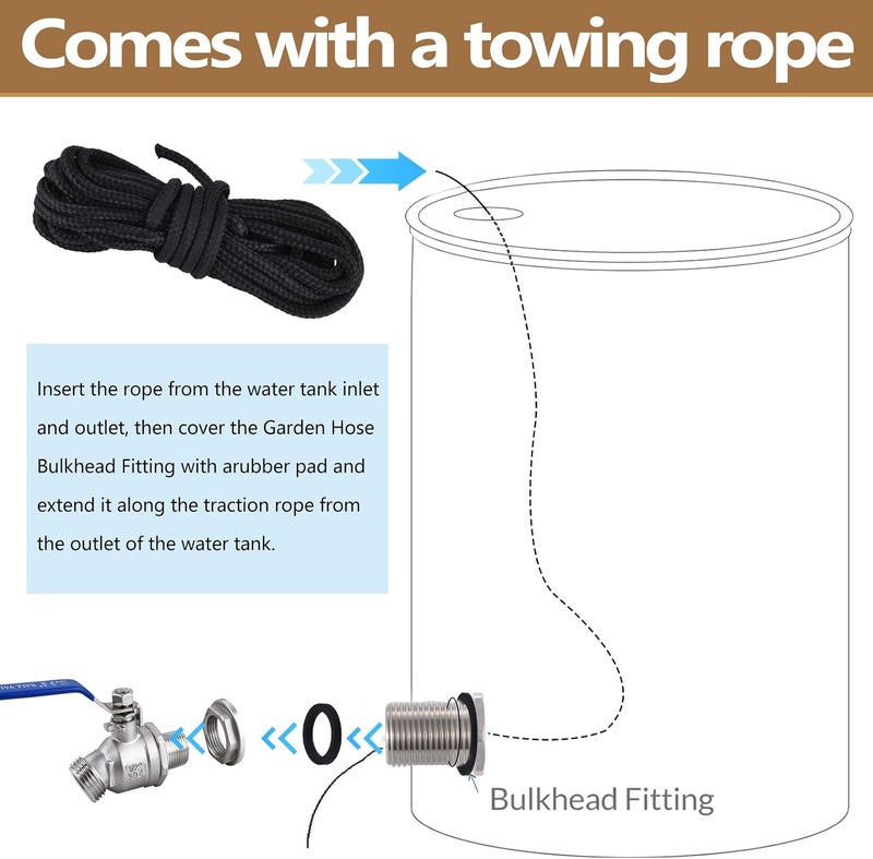 LUOFANT High Flow Rain Barrel Spigot Kit, Lead-Free,304 Stainless Steel Faucet Kit for Rain Water Barrel, Water Tanks, 55 Gallon Drum Etc, Spigot with Bulkhead Fitting, Tape. - Image 4